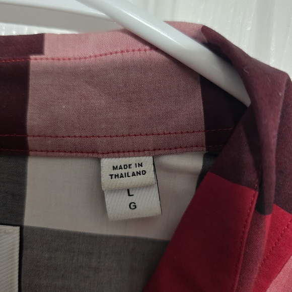 Burberry Check Stretch Cotton Poplin Shirt Red Multicolor Long Sleeve. Large - Picture 7 of 11